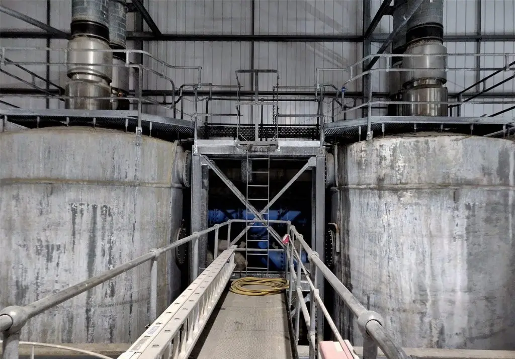 two 85,000 litre CO2 Strippers at Elmer Water Treatment Works Leatherhead