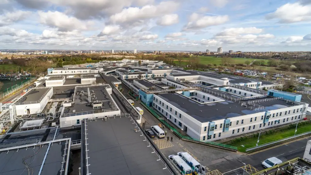 Aerial view of the Elizabeth Hospital in London